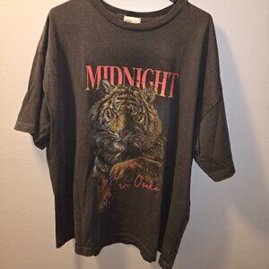 Urban Nation Midnight in Osaka Dark Gray Charcoal Oversized Tiger Tee